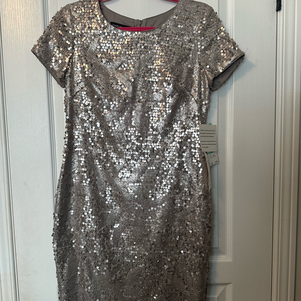 Jones New York Silver Sequin Mini Dress